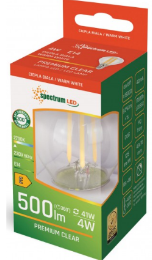 523302 E14 Sphérique claire, LED 4 WATT = 40 WATT, 500 lumens, blanc chaud 2 700 K